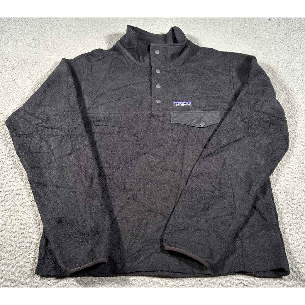 Patagonia Synchilla Women's‎ Small Snap T Black Fleece Pullover Outdoor Hiking